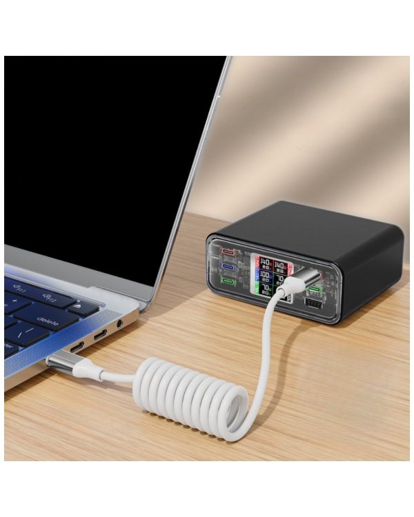 4smarts USB-C Спиральный кабель для передачи данных и зарядки 1.35m / 100W / белый