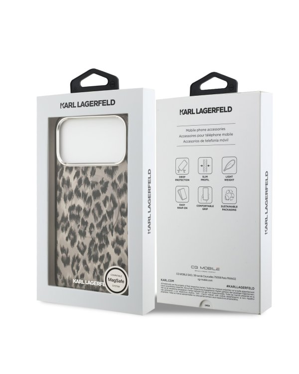 Karl Lagerfeld IML Leopard MagSafe Защитный чехол для iPhone 17 Pro Max / коричневый