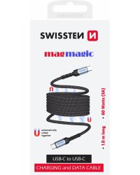 Swissten Магнитный USB-C кабель с автоподмоткой 60W 1m