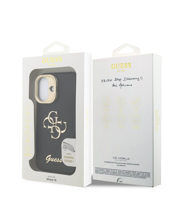 Guess PU Grained 4G Logo Stand Camera Frame Case Чехол для Apple iPhone 16