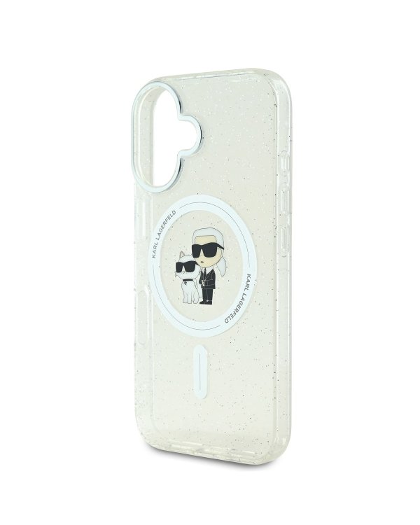 Karl Lagerfeld IML Glitter Karl and Choupette MagSafe Case Защитный чехол для iPhone 16 / прозрачный