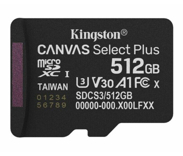 Kingston Canvas Select Plus Gen3 Карта памяти 512 ГБ / microSDXC