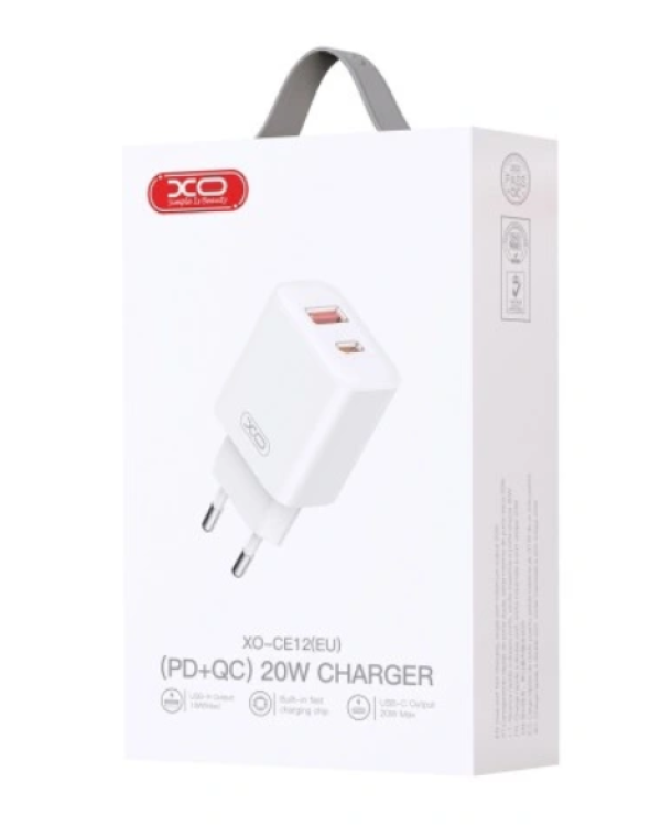 XO CE12 USB - USB-C Зарядное Устройство 20W