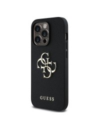 Guess PU Grained 4G Metal Logo Case Защитный чехол для iPhone 13 Pro / чёрный