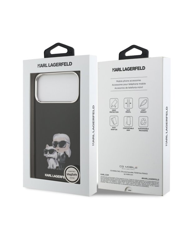 Karl Lagerfeld IML Aquarelle Karl and Choupette Case Защитный чехол для iPhone 17 Pro / чёрный