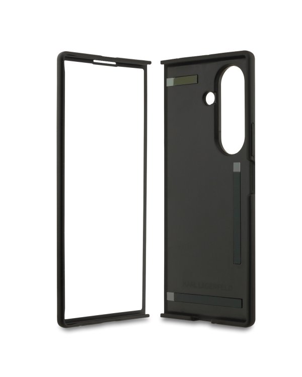 Karl Lagerfeld PU Karl and Choupette Heads Magnetic Case Магнитный защитный чехол для Samsung Galaxy Z Fold 7 / чёрный