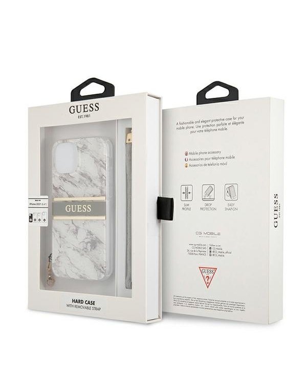Guess GUHCP13SKMABGR Marble Strap Back Case Чехол для Apple iPhone 13 Mini