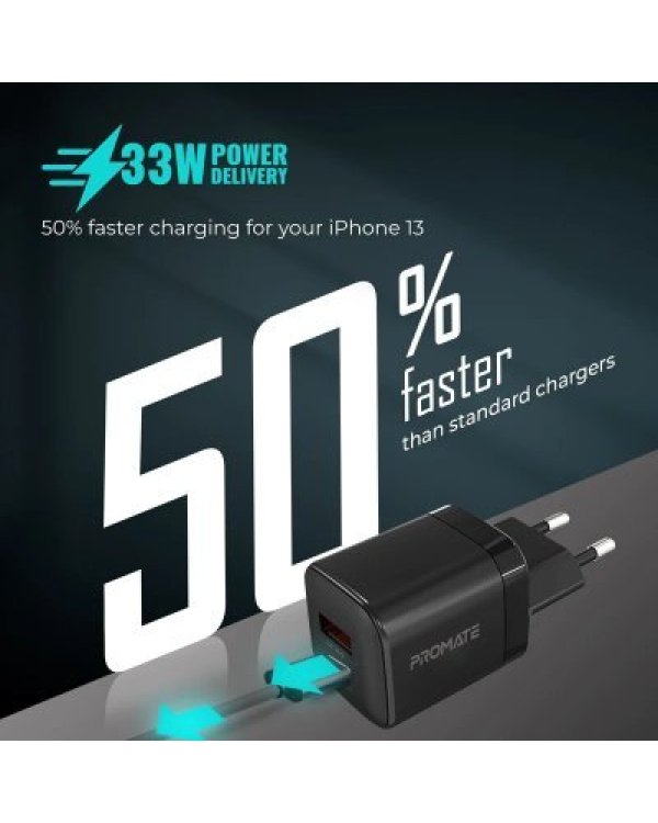 PROMATE PowerPort-33 GaNFast Зарядное устройство 33W / USB-C PD / USB-A