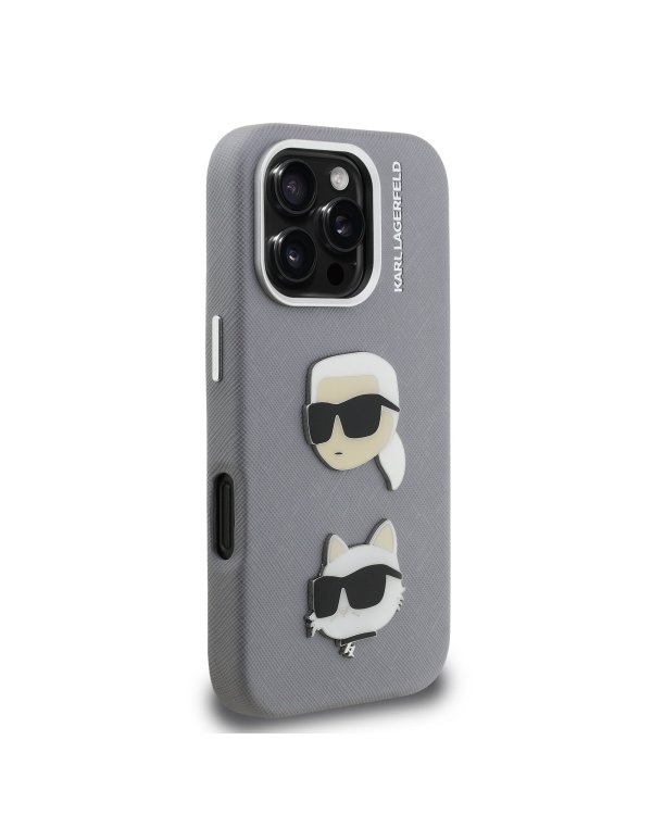 Karl Lagerfeld Grained PU K&CH Heads Case Чехол для Apple iPhone 16 Pro