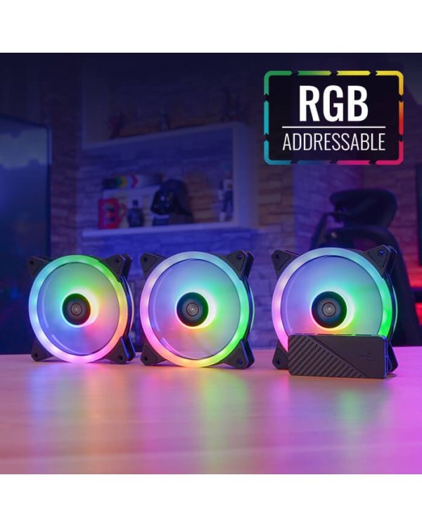 Aerocool DUO 12 PRO ARGB 12cm Комплект кулеров для компьютера с дистанционным управлением