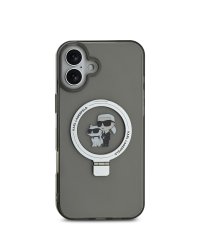 Karl Lagerfeld Ringstand Karl and Choupette MagSafe Защитный чехол для iPhone 16 Plus / чёрный