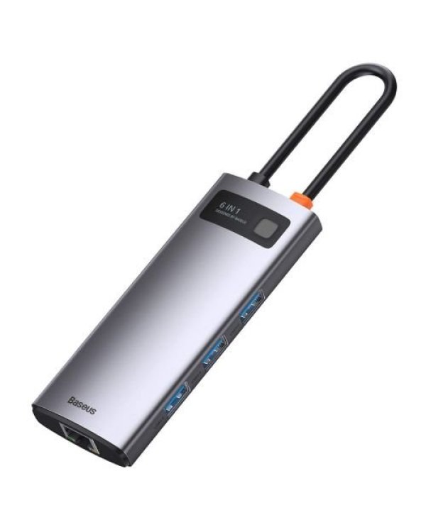 Baseus CAHUB-CW0G HUB Metal Gleam Series 6in1 Multifunctional Type-C to Type-C PD 100W / HDMI 4K-30 Hz / 3x USB 3.2 / RJ45