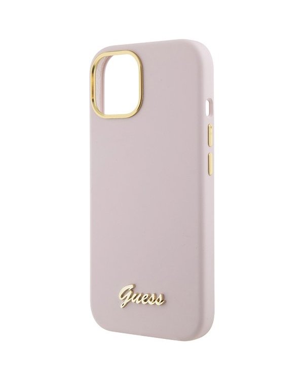 Guess Silicone Script Metal Logo & Frame Back Case Защитный Чехол для Apple iPhone 15