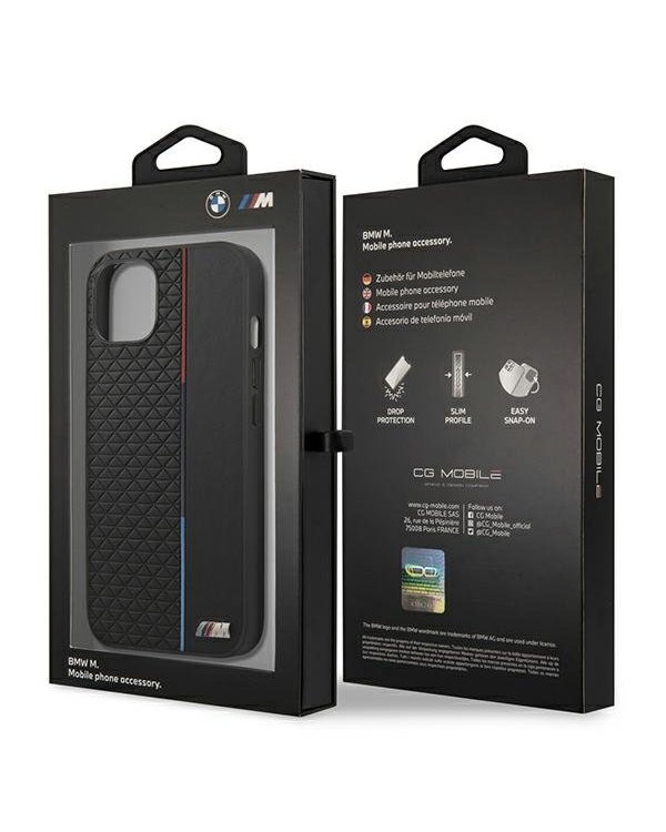 BMW Коллекция M BMHCP13MTRTBK Back Case Кожанный Чехол для телефона Apple iPhone 13
