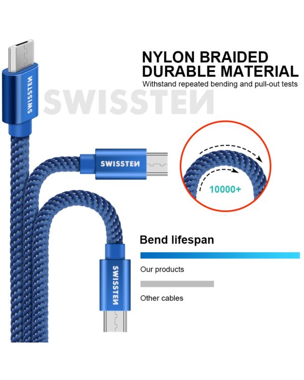 Swissten Textile Универсальный Micro USB Кабель данных 2m