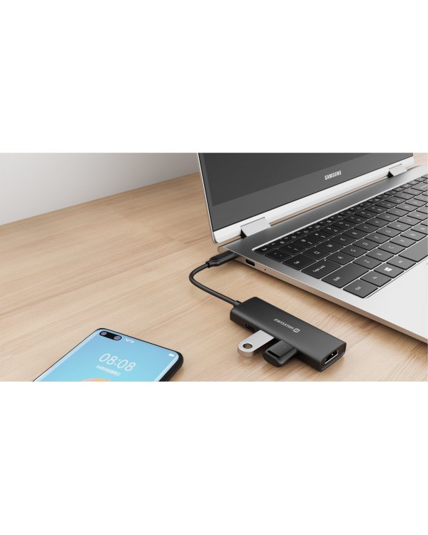 Swissten 4in1 USB-C Hub Многопортовая док-станция 100W / HDMI 4K / 2x USB-A