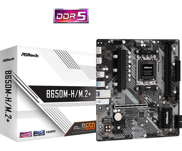 ASRock B650M-H/M.2+ Материнская плата mATX / AMD AM5