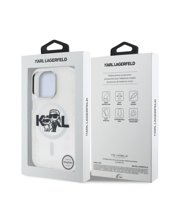 Karl Lagerfeld IML Glitter Karl and Choupette Sketch MagSafe Case Чехол для Apple iPhone 16 Pro Max