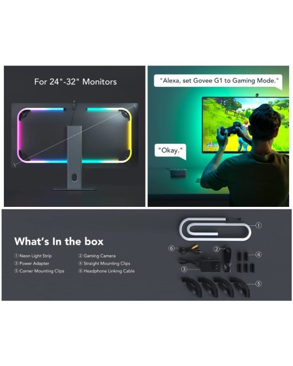 Govee H604B Dreamview G1 Gaming RGBIC Monitor Lightning Bluetooth / Wi-Fi / 24"-32"