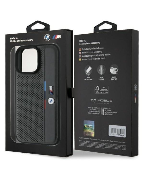BMW M Perforated Tricolor Detail Line Защитный Чехол для Apple iPhone 16 Pro