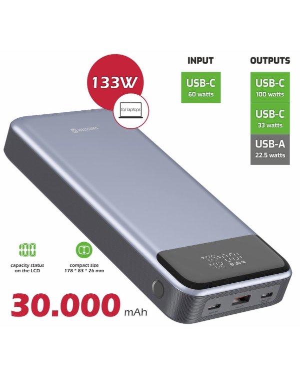Swissten Power Bank 133W Внешний аккумулятор30 000 mAh