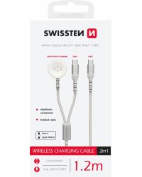 Swissten 2in1 Беспроводное Зарядное Устройство Для Apple Watch и USB-C / USB-C / 1.2m