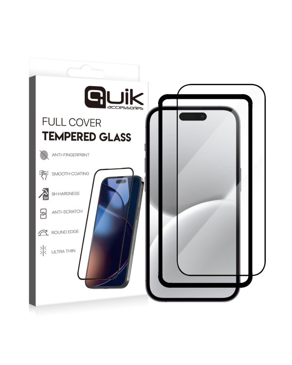 Quik Accessories Full Cover Tempered Glass Защитное Стекло для Apple iPhone 16