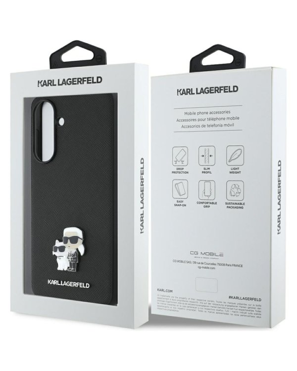 Karl Lagerfeld PU Saffiano Metal Karl and Choupette Case Чехол для Samsung Galaxy A36 5G