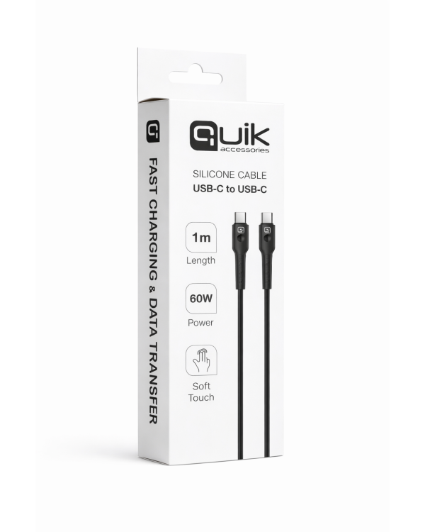 Quik Accessories QK-1011 Soft Silicone 60W Кабель для Зарядки и Передачи данных USB-C to USB-C 1m