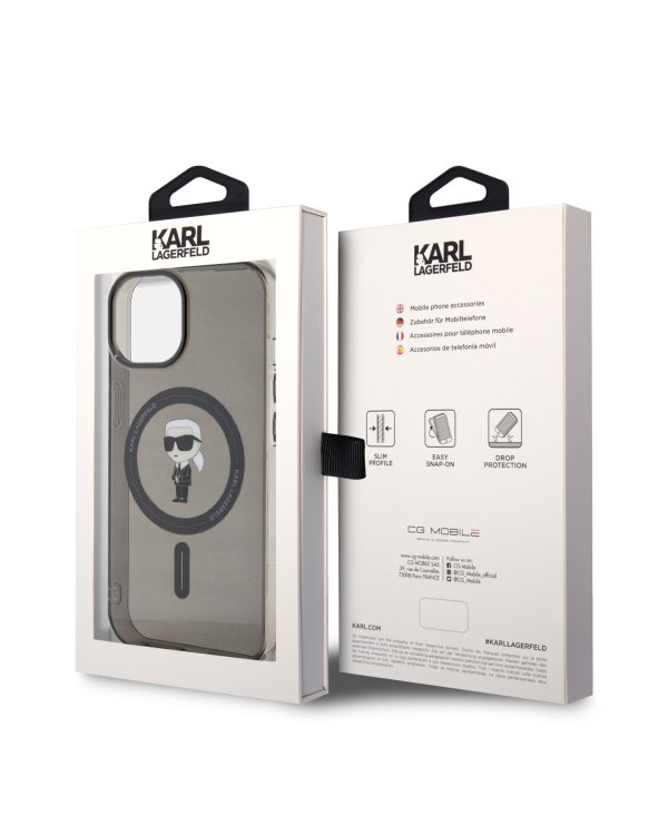 Karl Lagerfeld IML Ikonik MagSafe Case Защитный чехол для iPhone 15 / чёрный