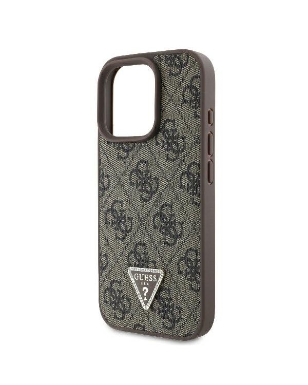 Guess Leather 4G Triangle Strass Защитный Чехол для Apple iPhone 16 Pro Max