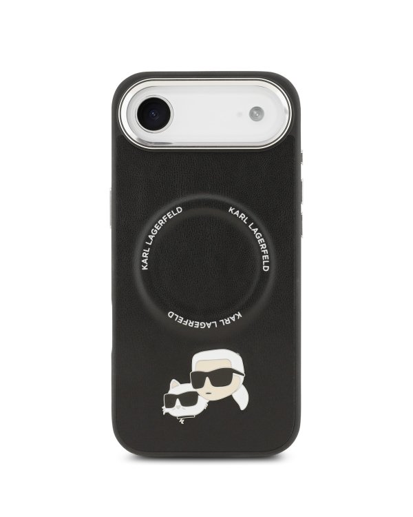 Karl Lagerfeld PU Karl and Choupette Heads Pins MagSafe Case Защитный чехол для iPhone Air / чёрный