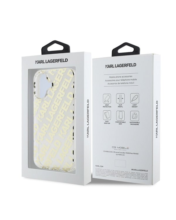 Karl Lagerfeld IML Electroplated Repeated Logo Case Защитный чехол для iPhone 16 / золотой