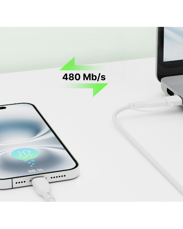 Qualo QRC-CC+A-00 Кабель 2in1 USB-C – USB-C / USB-A адаптер / 1.5 м / белый