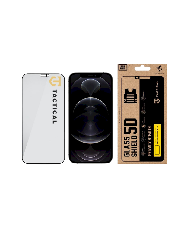 Tactical Glass Shield Privacy Stealth 5D Защитное стекло для Apple iPhone 12/12 Pro / чёрный