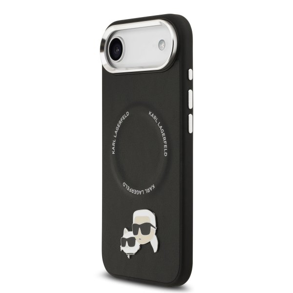 Karl Lagerfeld PU Karl and Choupette Heads Pins MagSafe Case Защитный чехол для iPhone Air / чёрный