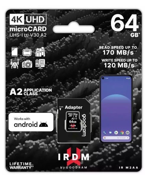 Goodram 64GB IRDM MicroSDXC Карта памяти + Адаптер
