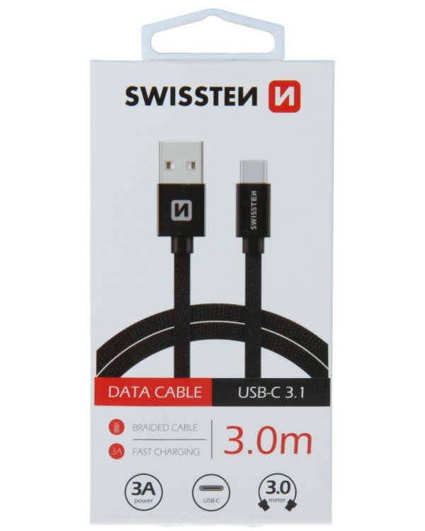 Swissten Textile Универсальный Quick Charge 3.1 USB-C USB Кабель данных 3м