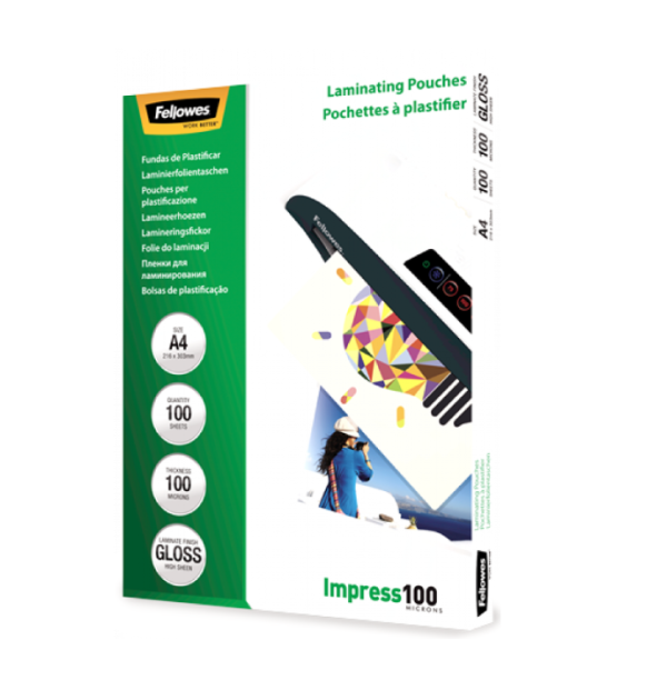 Fellowes A4 Glossy 100 Micron Плёнки для ламинирования 100 шт.