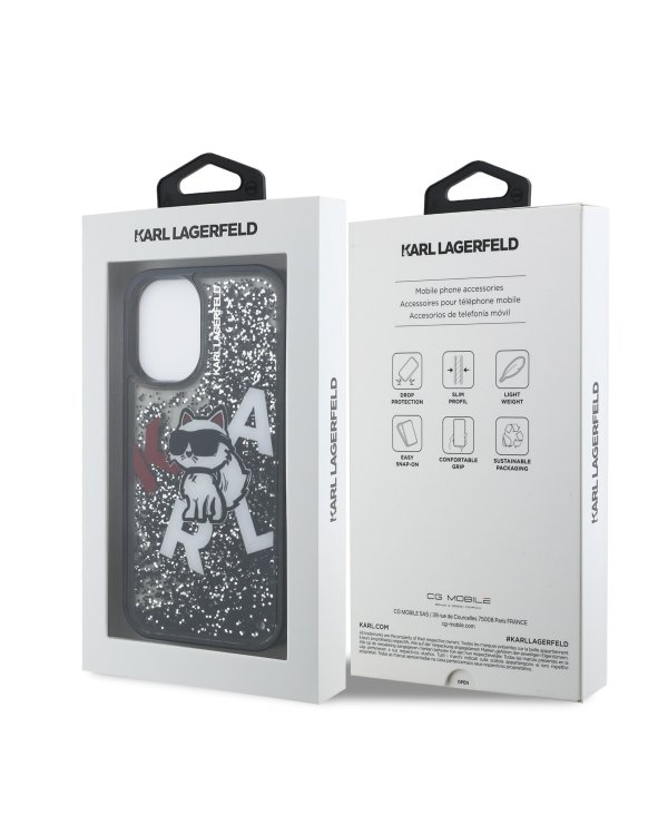 Karl Lagerfeld Liquid Glitter Scattered Choupette Case Чехол для Apple iPhone 16
