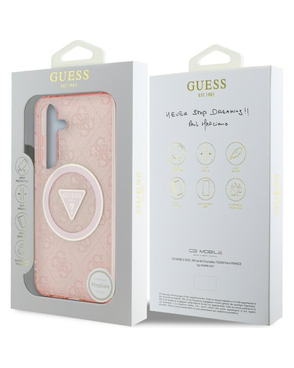 Guess 4G Glitter Triangle Buttons MagSafe Чехол для Samsung Galaxy S25
