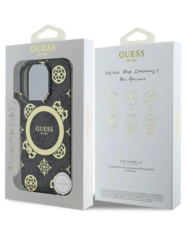 Guess IML Peony On 4G Background MagSafe Защитный Чехол для Apple iPhone 16 Pro Max