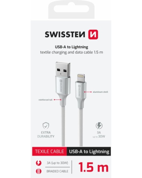 Swissten Textile II USB - Lightning кабель для передачи данных и зарядки 1.5m
