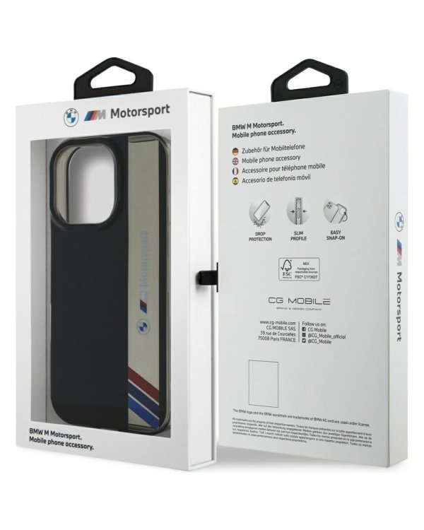 BMW Motorsport IML Vertical Stripe Защитный Чехол для Apple iPhone 16 Pro Max