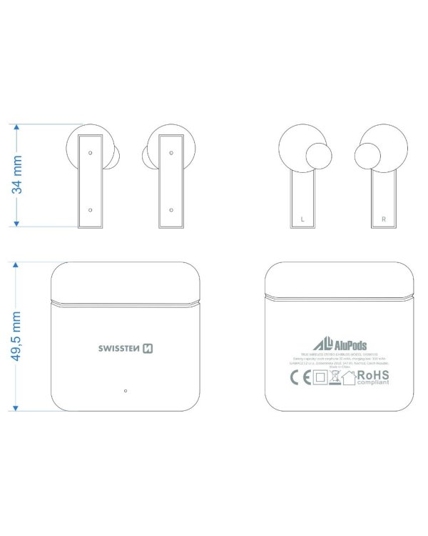 Swissten ALUPODS PRO TWS Bluetooth Стерео Гарнитура с Микрофоном