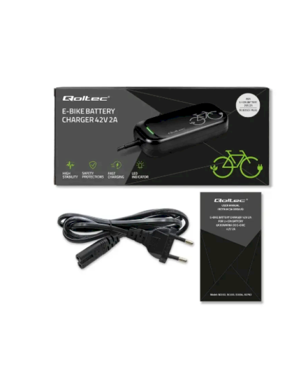 Qoltec 50762 Зарядное устройство для электровелосипеда 36V / 42V / 2A