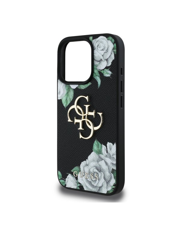 Guess PU Grained Roses 4G Metal Logo Case Чехол для Apple iPhone 16 Pro