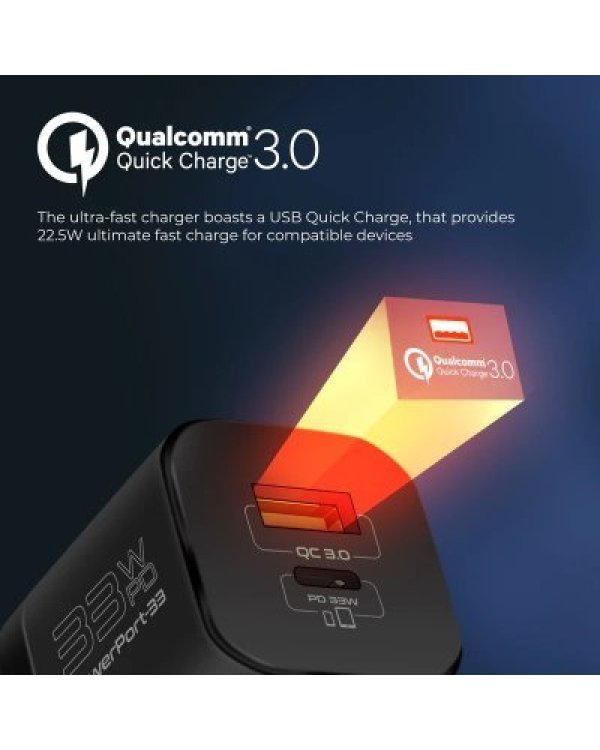 PROMATE PowerPort-33 GaNFast Зарядное устройство 33W / USB-C PD / USB-A