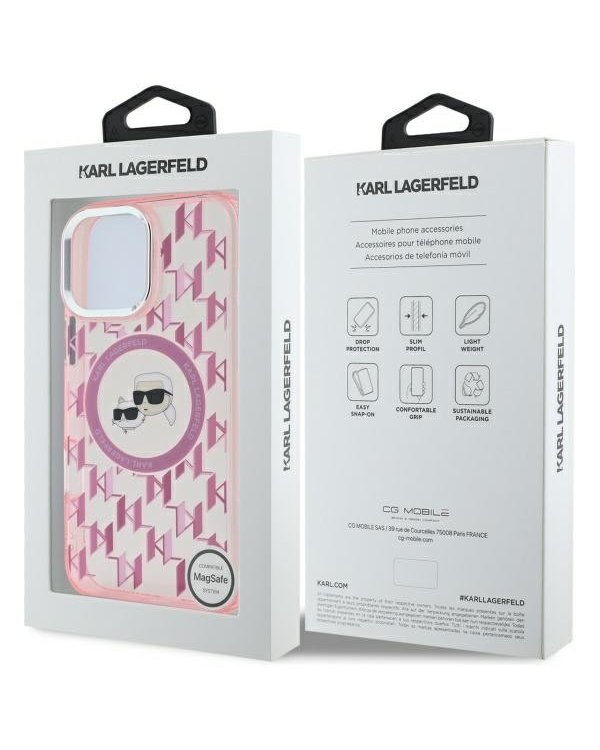 Karl Lagerfeld Hard IML Monogram Karl&Choupette Head MagSafe Case Чехол для Apple iPhone 16 Pro Max