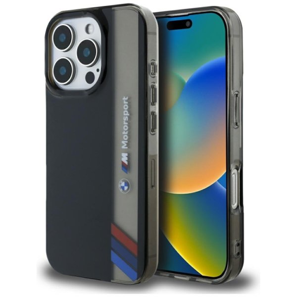 BMW Motorsport IML Vertical Stripe Защитный Чехол для Apple iPhone 16 Pro Max